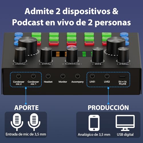 Miniatura 6 de Paquete De Equipo De Podcast Para 2, Cambiador De Voz Y Micrófono De Condensador - Set De Micrófonos De Podcast Para Gamers, Podcasting, Grabación, Canto Y Streaming.