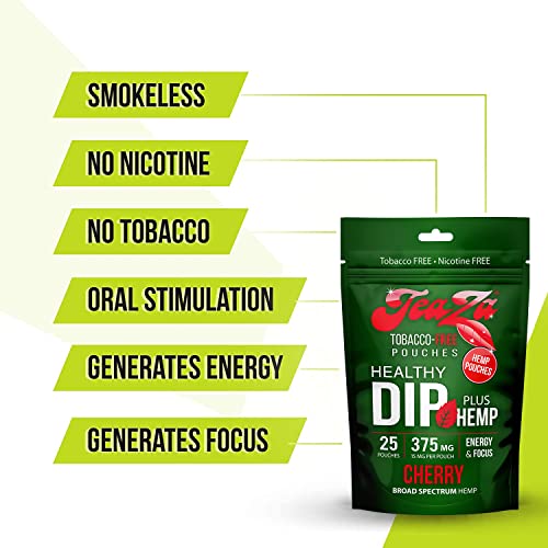 Teaza Energy Smokeless Alternative With Hemp | Quit Chewing And Dipping Snuff | Nicotine And Caffeine Free Herbal Energy Pouch (Cherry, 2 Pack) #TOP2