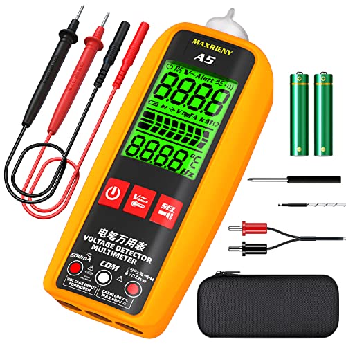 MAXRIENY Multimetro Digitale Intelligente Tester di Ampere Elettrici 6000 Conteggi Voltmetro Amperometro VFC Capacità Diodo Temperatura Corrente Resistenza Frequenza Continuità Tester di tensione