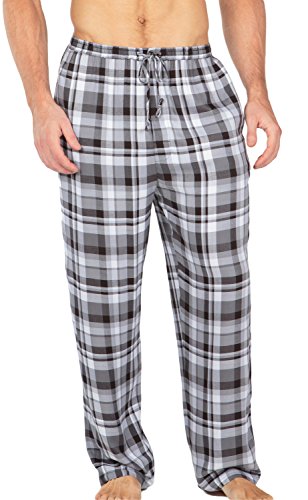 Men’s Woven Plaid PJ Pants - Pajamas in Bamboo Viscose by Texere (Hypnotique, Black/Gray, X-Large) Lounge Wear for Him MB0201-1KG-XL