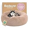 Bedsure Calming Dog Beds Large Sized Dog – Donut Washable Large Pet Bed, 36 inches Anti-Slip Round Fluffy Plush Faux Fur Dogs Bed, Fits up to 80 lbs Pets, Camel