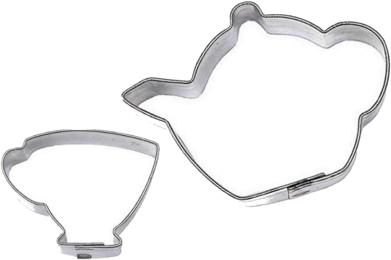 Mini Teapot and Teacup Cookie Cutter Set 2 Piece Set from The Cookie Cutter Shop – Tin Plated Steel - Made in the USA
