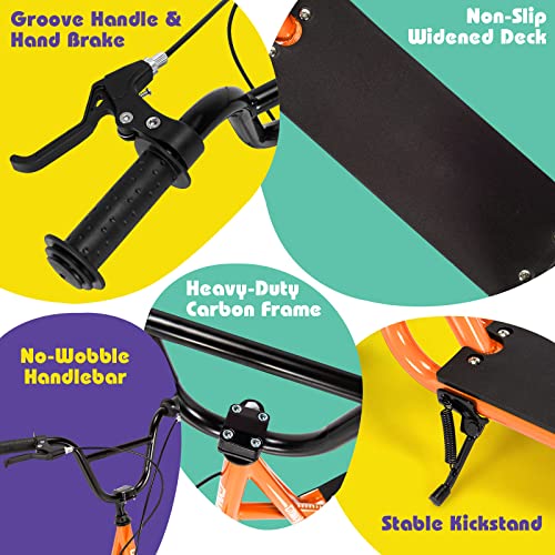 Image of GYMAX Scooter, Kids & Adults Off-Road Scooter with 12 inch Inflatable Wheels, Adjustable Height Handlebar, V-Type Handbrakes & Axle Pegs for All Terrain, 8+