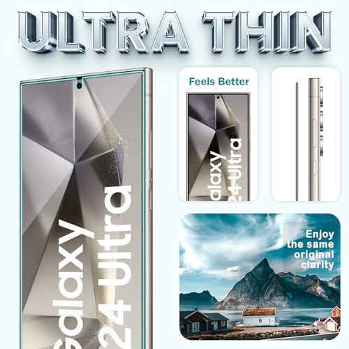 Image of ArmourPro Premium Borderless Tempered Glass for Samsung Galaxy S24 ultra, HD Clear Screen Protector, Anti-Dust Speaker Mesh, 9H Hardness, Edge-to-Edge Fit, Case Friendly & Cable Protector