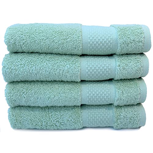 Sue Rossi Gästehandtücher aus Bio-Baumwolle, türkische Baumwolle, 4er-Set, für Küche oder Badezimmer, Größe 30 cm x 50 cm, weich, flauschig und saugfähig, 600 g/m² Handtuch (salbeigrün, 4) Cover