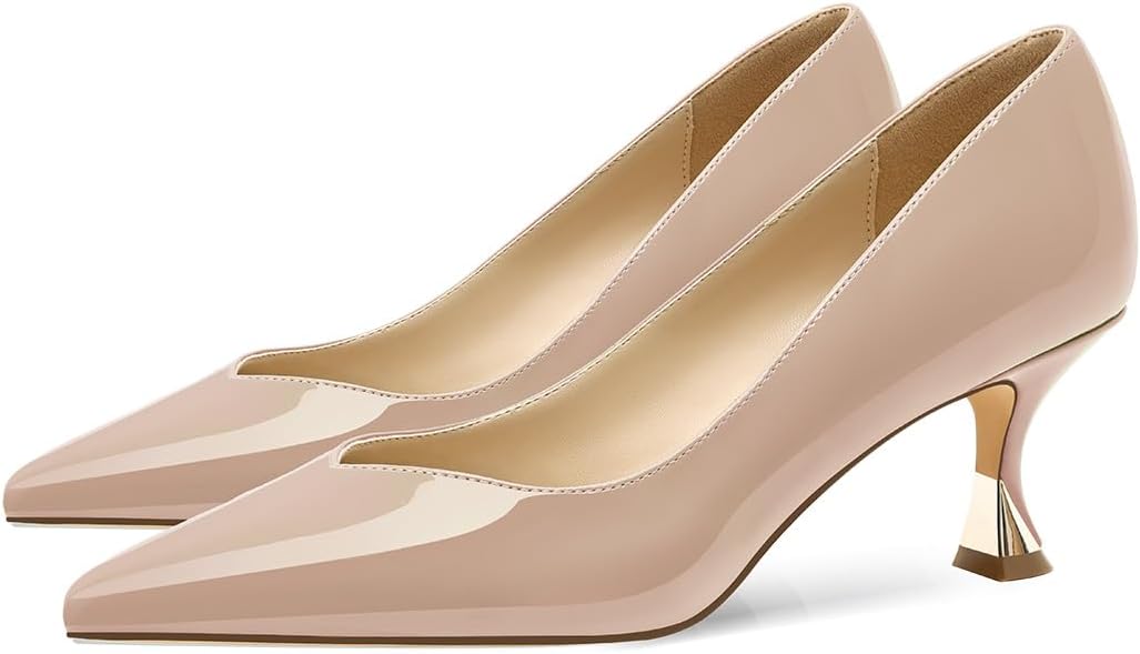Women Low Kitten Heels Women's Dressy Pumps Pointed Closed Toe Elegant Wedding Pumps Formal Work Office Comfortable Shoes Classic Pumps for Women - Image 4