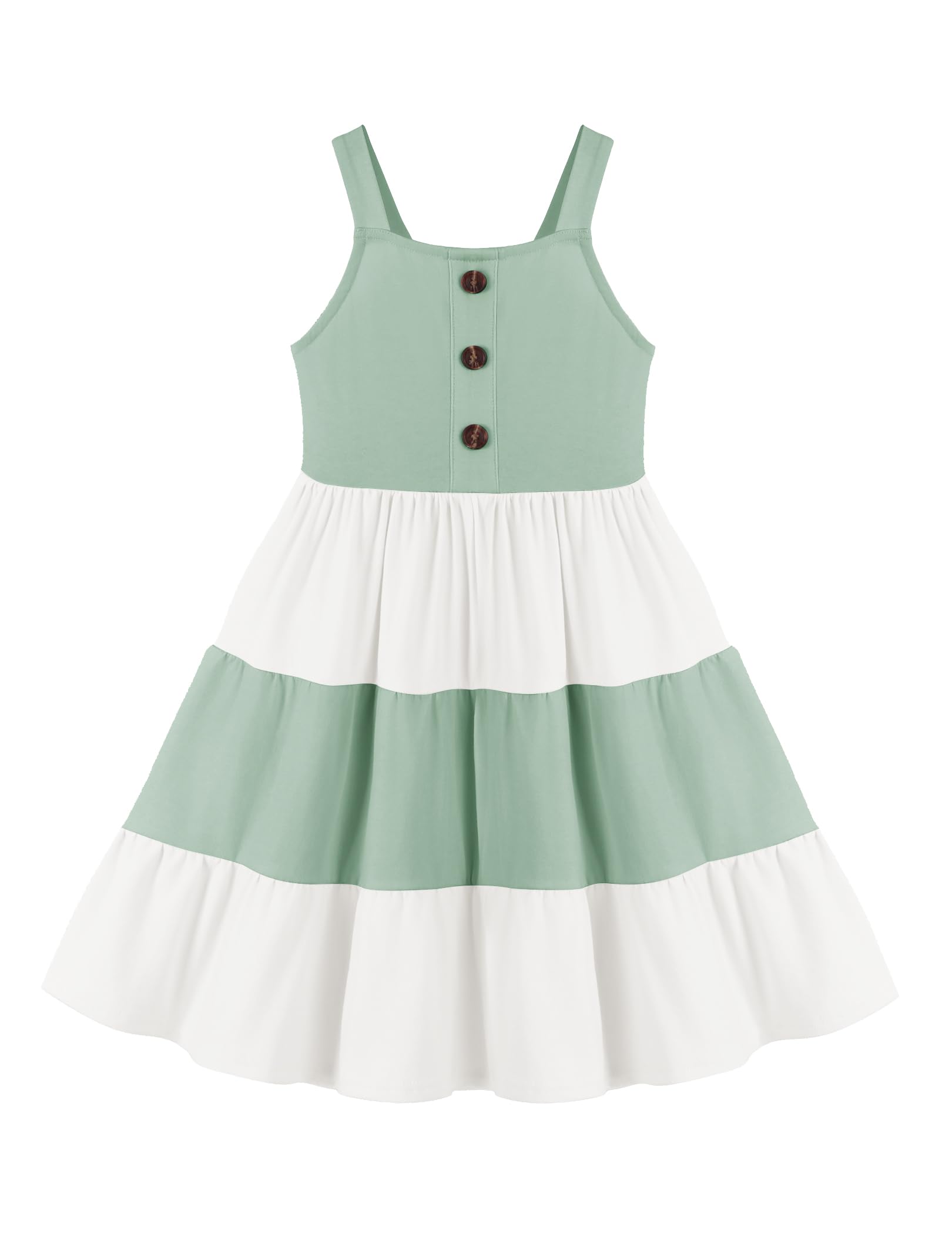 Arshiner Toddler Girl Summer Dresses Casual Sleeveless Button Down Swing Flowy Tiered Midi Sundress with Pockets