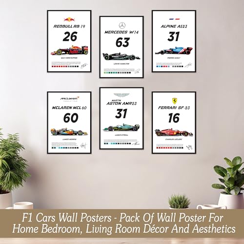 Image of Wall Art Posters, 20x30 cm (A4), Self-Adhesive, F-1 Racing Design for Bedroom, Living Room, Office (F1 Car Poster)
