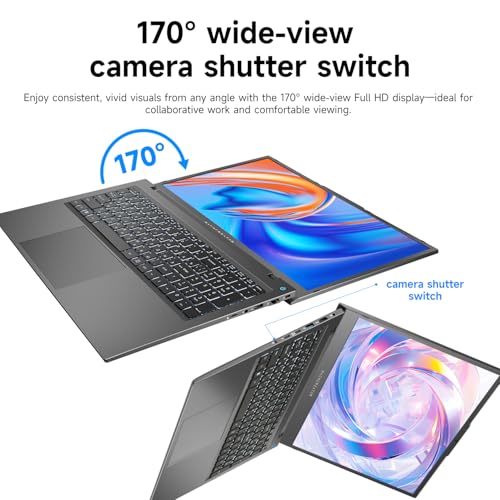 Image of Machcreator 17.3 inch Laptop, FHD 120Hz, Intel Processor, 16GB DDR5 RAM, 512GB SSD, Backlit KB, Large Touchpad, Numeric Keypad, HDMI, Webcam, Camera Shutter Switch, Wi-Fi, Windows 11 Home, Modern Grey