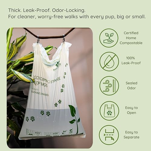 Image of Pawtria Home Compostable XL Poop Bags with Handles, 100 Bags, Mega Roll | Extra Large Leak-Proof Dog Poop Bags with Handles for Cat Litter, Yard Cleanup & Large Dogs