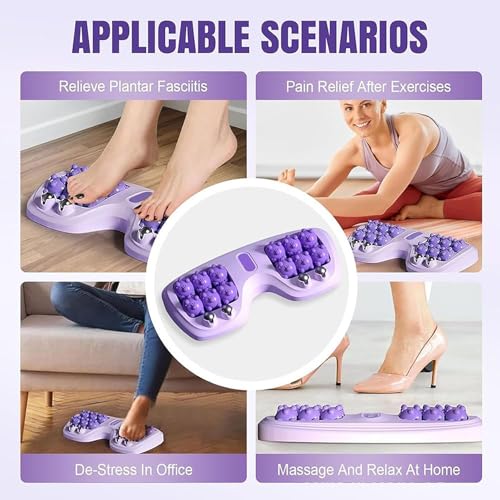 Rodillo masajeador de pies mejorado, incluye mapa de puntos de acupuntura y tabla Gua Sha para aliviar la fatiga, adecuado para uso en casa y oficina (Pruple) miniatura 4