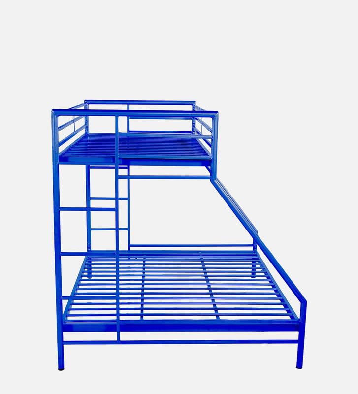 Image of Twin Over Twin Metal Bunk Bed | Bunk Bed Without Storage for Kids & Adult | Double Decker Cot for Kids Room | Space-Saving | Metal Bunker Cot (Mattress Not Included) (Base Blue M)