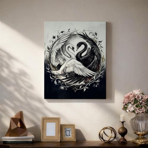 Lienzo abstracto de cisne para redecorar paredes vacías de forma moderna 5