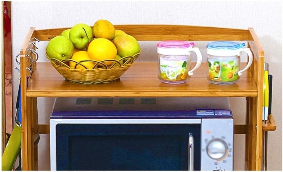 Support de micro-ondes en bambou pour organiser la cuisine