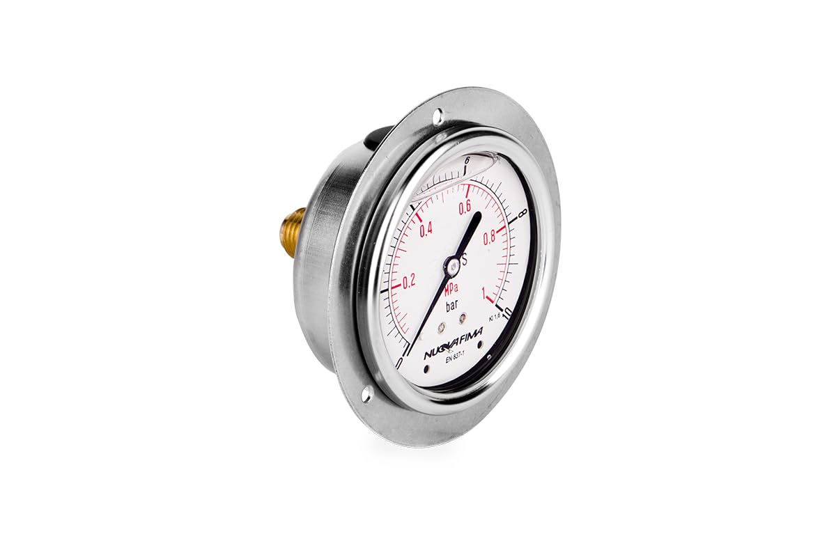 Hydraulik Manometer DN100 Glycerinmanometer für Schalttafeleinbau 63mm TL 1/4” 0-10 BAR M63TABL1/40-10