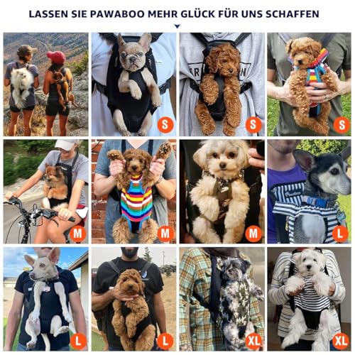 Pawaboo Haustier Rucksack Hund Tragetasche, Verstellbar Beinen heraus Rucksäcke Haustier Tragbar Reisetasche, Atmungsaktiv und Bequem Speziell für Klein Mittler Hunde Katzen Welpen, L, Schwarz
