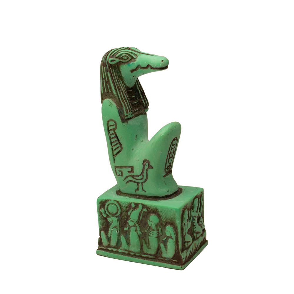 Egyptian God Sobek Statue Green - Ancient Egypt Deity - Made in Egypt