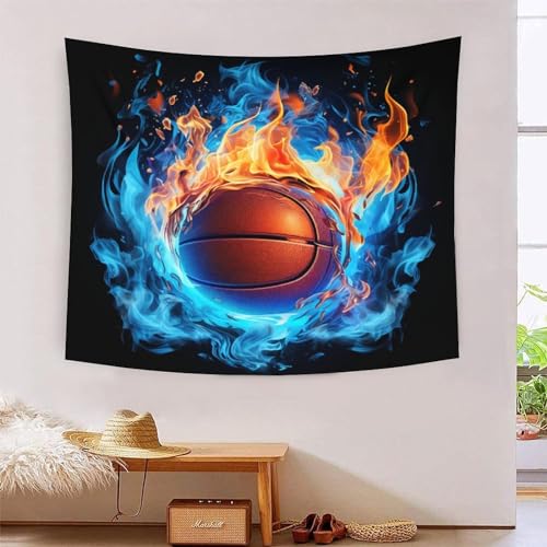 Tapisserie basket 3D 180x230cm grand format en tissu pour deco murale salon et chambre