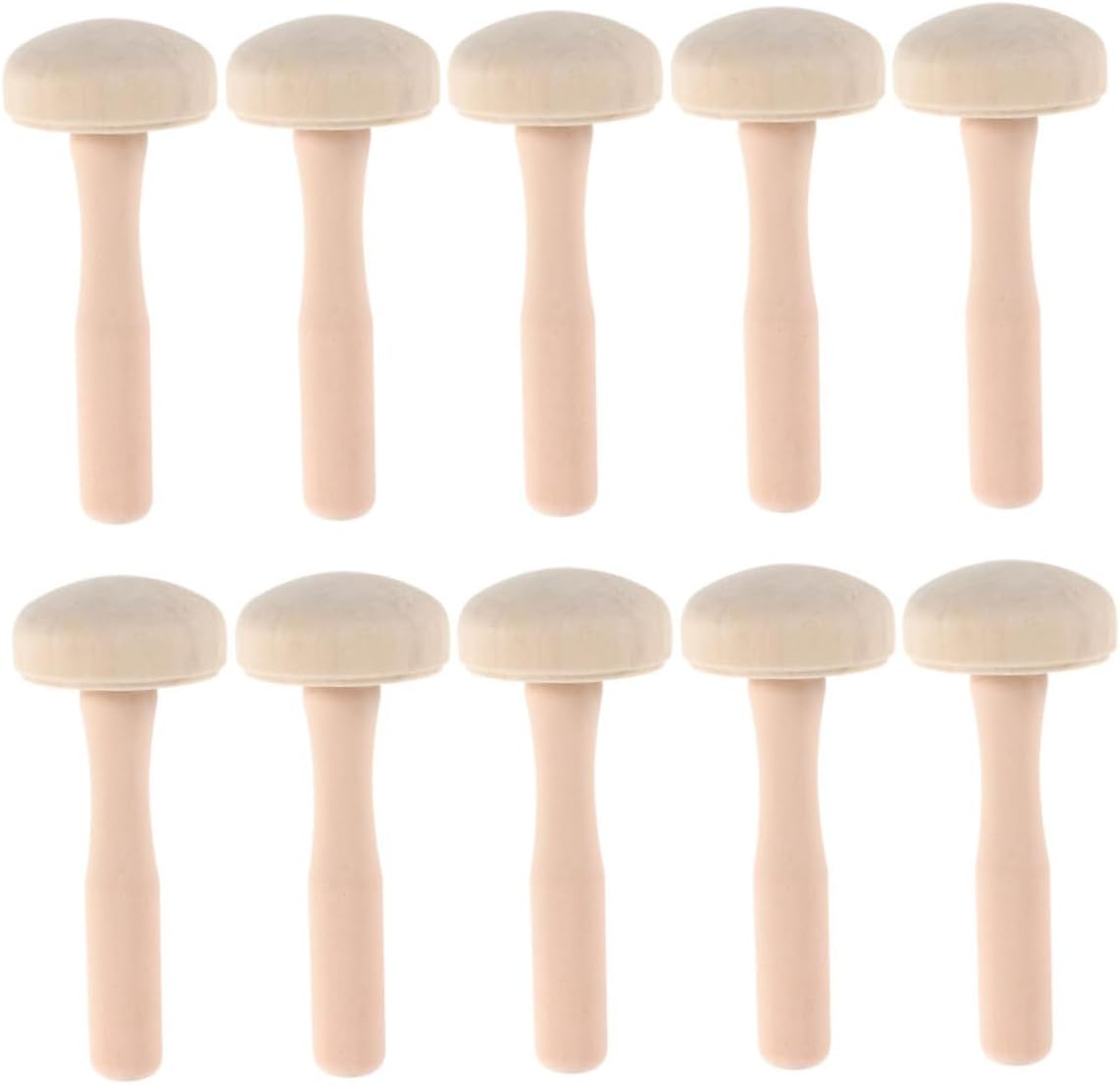 VILLCASE 10pcs Wooden Mushroom Printmaking Roller Art Tools for Creative Projects Smooth Handling for Beginners for Crafting and Educational Use