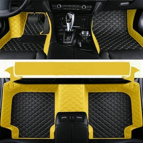 Custom Car Floor Mats Compatible with Mercedes-Benz A B C E G CL CLA CLK CLS ML EQA EQB EQC EQE EQS EQV GLA GLB GLC GLK GLS SLK SL SLC S R AMG GT Waterproof Car Mat (e-Black#Yellow)