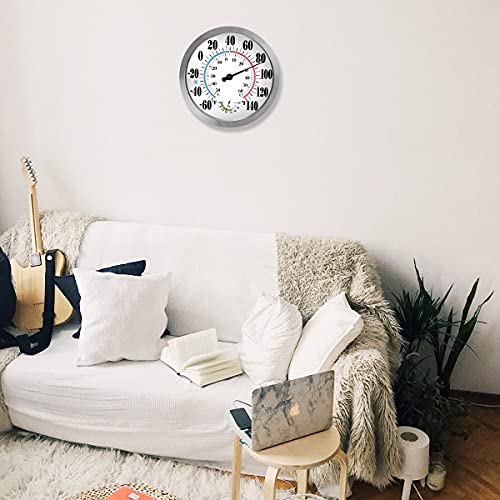 12'' Outdoor Thermometer Large Numbers, Outdoor Decorative Thermometer With Stainless Steel Enclosure No Battery Needed Outdoor Thermometers For Patio (Silver) #TOP7