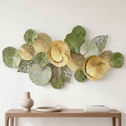 Axioglo 51' Large Wall Decor 3D Lotus Leaf Metal Wall Art for Living Room