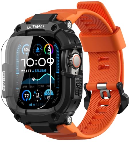 Image of ULTIMAL Rugged Band with Case for Apple Watch 49mm, Military-Grade Shockproof Protective Strap for Men, All-in-One Outdoor Sport Watch Band Compatible with Apple watch Ultra 3 /2 /1 (Orange)
