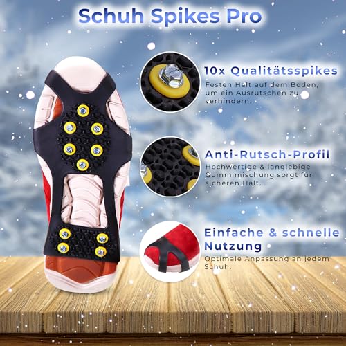 Anti-Rutsch Schuhspikes Grödel - Langlauf Schuhbedarf Ice Grips Schuhkrallen - rutschfeste Eisspikes für Schuhe und Stiefel - Antirutsch Spikes Glatteis - Spikes zum Überziehen (L (41-43))