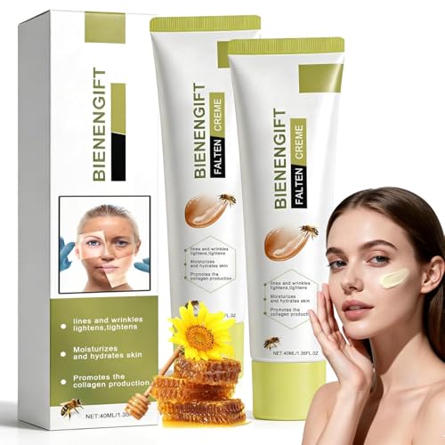 2*40g Bienengift Faltencreme Feuchtigkeitsspendende Anti-Aging Creme mit Straffender Wirkung Feuchtigkeitsspendende Straffungscreme Bee Venom Pflege für Gesicht und Hals Schnell Wirksame Hautstraffung