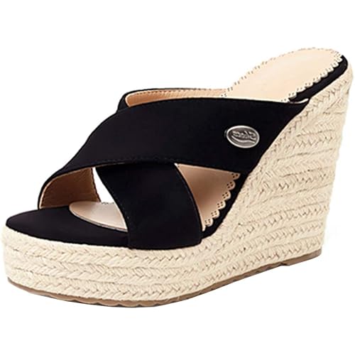 SO SIMPOK Women's Strappy Espadrille Platform Wedge Sandals Ankle Strap Concise Fashion Summer Beach Sandal Shoes