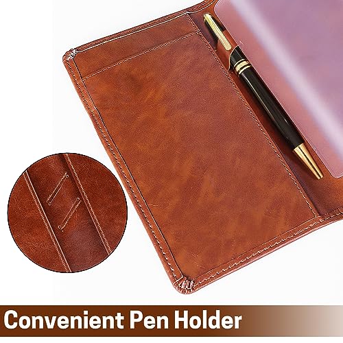Image of Aurya Leather Checkbook Covers for Personal Checkbook, Checkbook Holder with Free Vinyl Divider, Checkbook Cover for Duplicate Checks for Men and Women