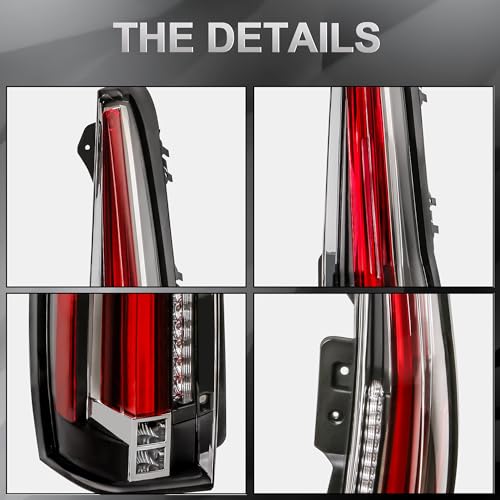 Image of KUIPERAUTO Tail Light Assembly Compatible for Chevy Suburban Tahoe GMC Yukon 2007-2014, Clear Red Rear Lamp Back Light, Yellow Turn Signal, 5Pin Plug