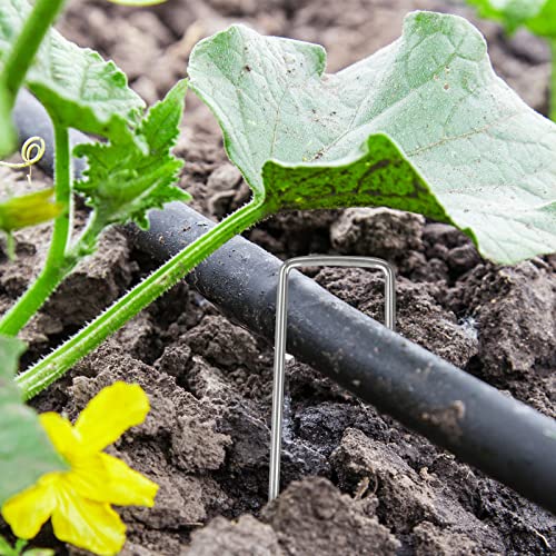 Whonline 300Pcs Landscape Staples, 6 Inch 11 Gauge, Galvanized Garden Stakes, Landscape Pins, Ground Stakes For Yard Sod Anchoring Landscape Fabric Irrigation Tubing #TOP6