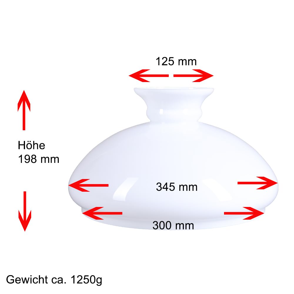 Lampenglas Ersatzglas Petroleumlampe Opalglas Leuchtenglas Vestaschirm Petroleumglas Ø 300mm Weiß