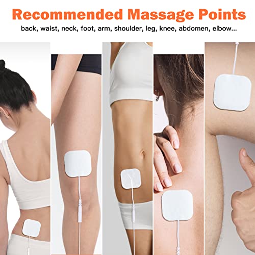 Image of 24 Pack 2 inch x 2 inch TENS Unit Replacement Pads Reuse More Than 45 Times, Upgraded Self-Adhesive Pads Compatible with AUVON, TENS 7000, White