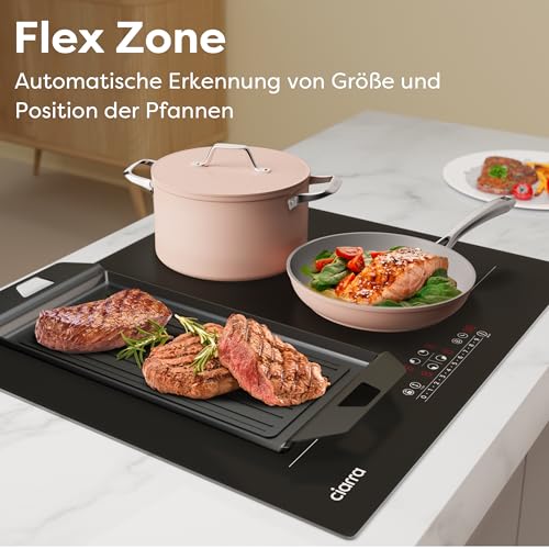 Foto von CIARRA CBBIH4BFF 4 Zonen Einbau Induktionskochfeld mit Zwei Flexzonen Power Booster Touch-Bedienung Kochfeld Induktion 4 Platten 9 Leistungsstufen Induktionskochplatte 60cm 7200W
