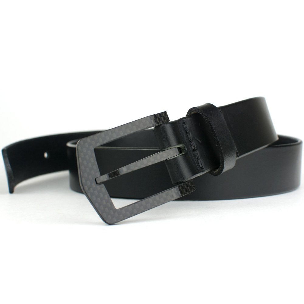 Nickel SmartThe Stealth Black Belt - Nickel Smart - Top Grain Leather Belt with Nickel Free Carbon Fiber Beep Free Buckle - 36"