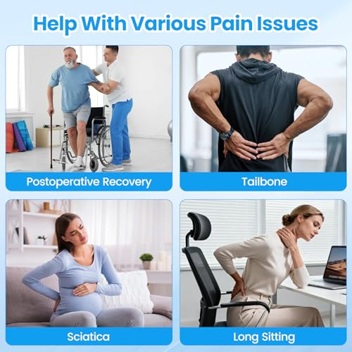 Wheelchair Seat Cushion for Pressure Relief, Cooling Gel Memory Foam Chair Cushion with Slope-Edge Design, Coccyx Support for Tailbone Pain, Non-Slip, for Wheelchairs, Office Chairs & Car Seats - Image 4