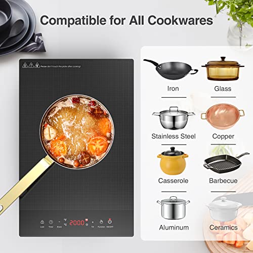 Image of Electric Cooktop, ANHANE 1800W Portable Stove Top, 12 inch Infrared Single Burner Hot Plate for Cooking, Countertop Ceramic Radiant Cooker with Timer & Child Lock, All Cookware Compatible for RV /Dorm