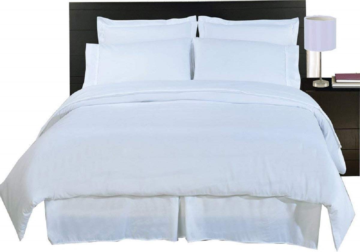 Royal Hotel Bedding Full Size Solid White 600-Thread-Count 3pc Duvet-Cover-Sets and 1pc Siberian Goose Down Alternative Comforter 100 Percent Cotton