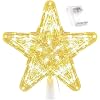 Christmas Tree Topper, Battery Powered Light up 9 Inch Star Tree Topper with Topper Stabilizer Supporter, White Xmas Star Treetop Toppers Christmas Tree Decorations Ornaments for Holiday Home Decor