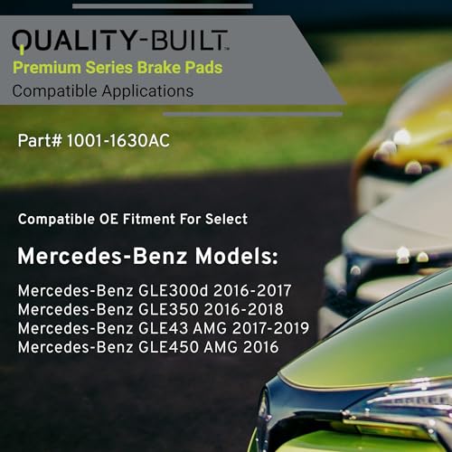 Image of QUALITY-BUILT Rear Ceramic Brake Pads, Premium 1001-1630AC, Compatible with 2016-2019 Mercedes-Benz (GLE300d,GLE350,GLE43 AMG,GLE450 AMG)