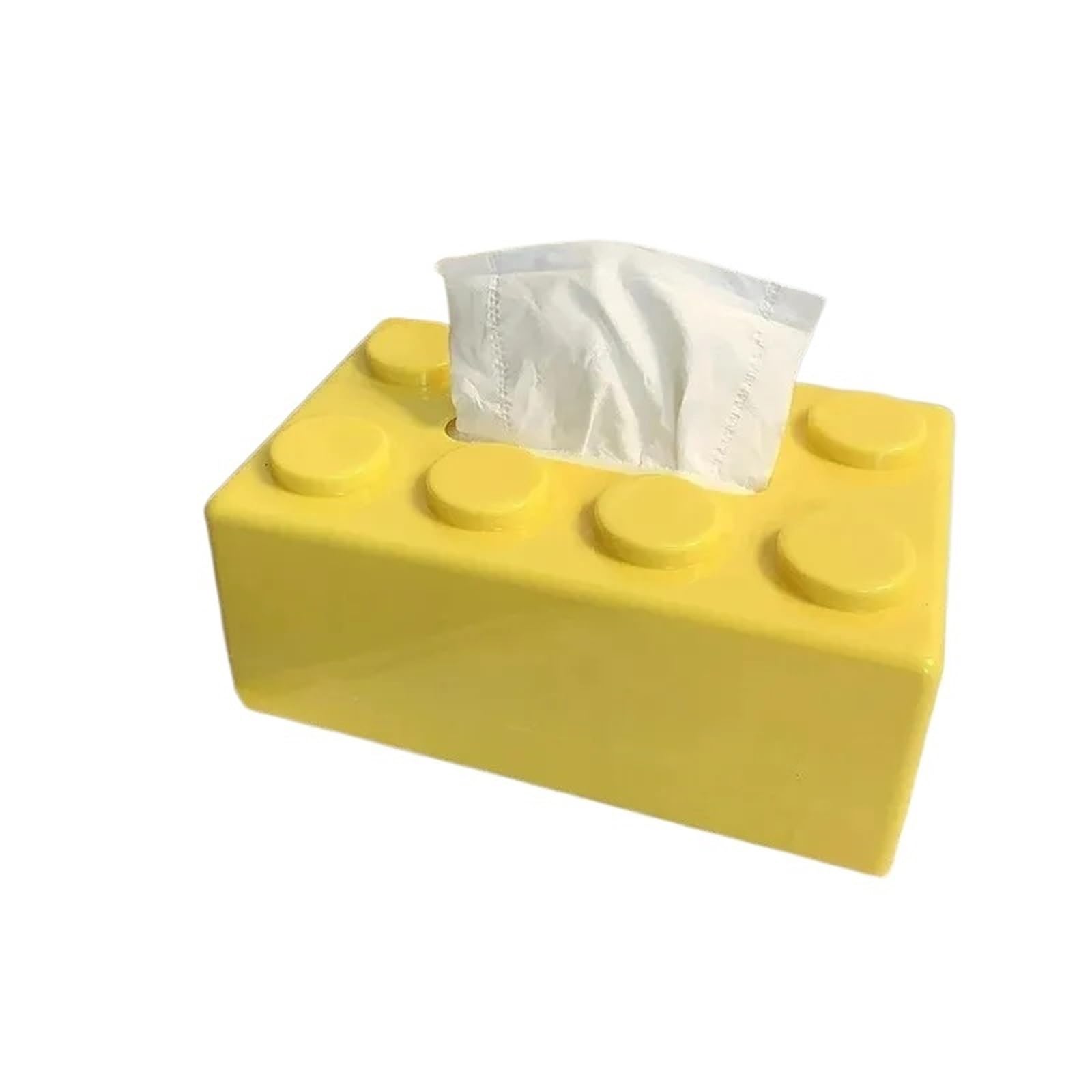 1PC Creative Building Block Tissue Box With For Household Napkins Paper Drawer Storage for Office Home(Yellow)