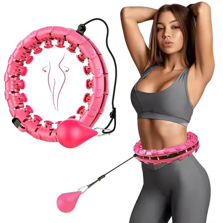 HENIRAG 24 Knots Weighted Holla Exercise Hoop Extra Large, Infinity Holla Fitness Hoop Plus Size, Smart Giant Holla Hoop for Adults Weight Loss (24 Knots -Multi)