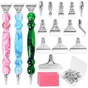 29pcs 5D Diamond Painting Pens Kit, 13 PCS Metal Screw Thread Tips for Diamond Painting Art Tools Accessories,12 Painting Wax, 3 Resin Art Pens, Multi Placer Tips for DIY Crafts(PBGS)