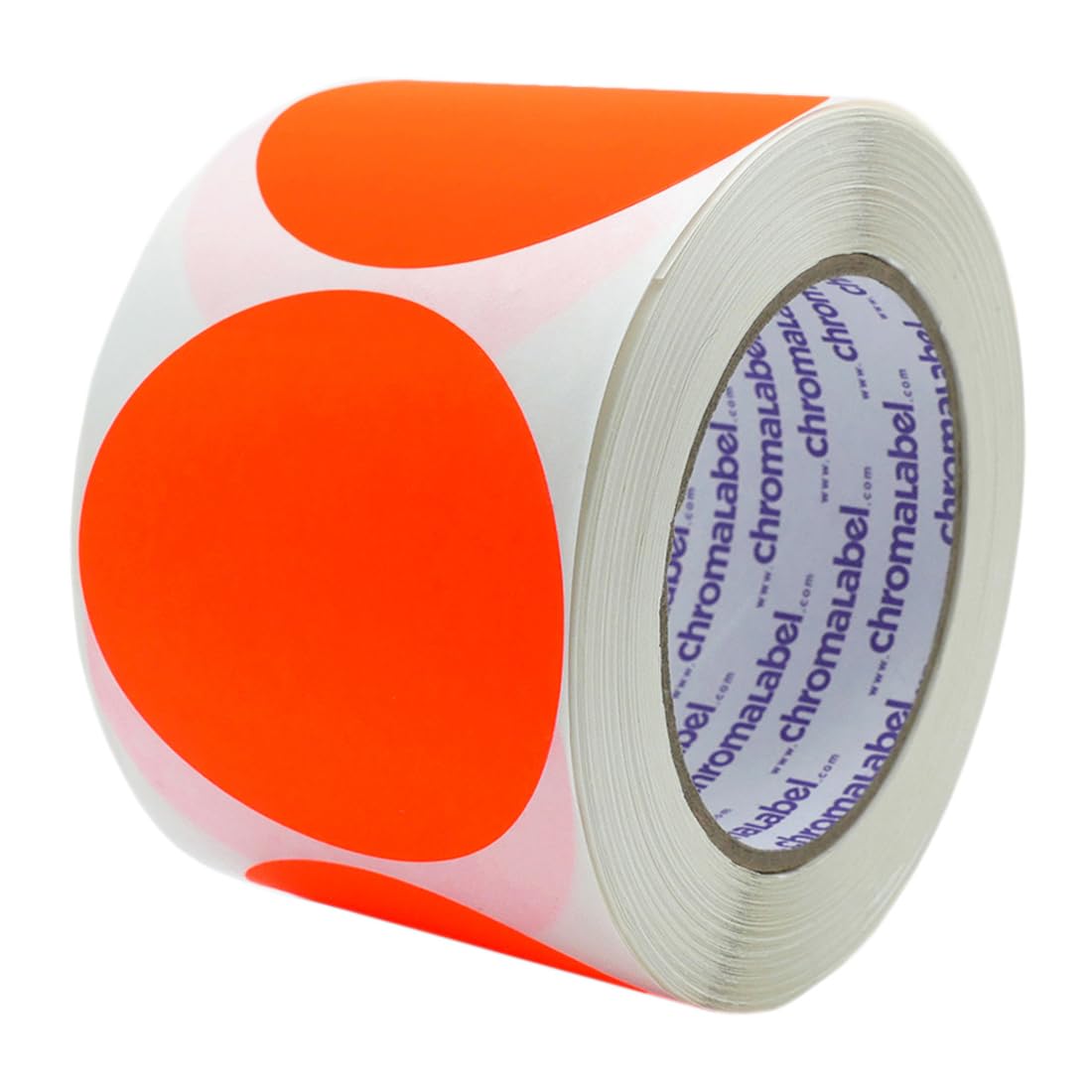 ChromaLabel 3 Inch Circle Sticker Labels, Colorful Sticky Moving Tags, Red-Orange Label Stickers, 500 Round Color Coding Labels per Roll