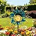 Solar Lights Outdoor Garden Decor, Blue Metal Sun Crackle Glass Globe Stake Waterproof 30LED Decorations Unique Gifts for Women,Mom,Outside, Patio,Lawn,Yard,Pathway