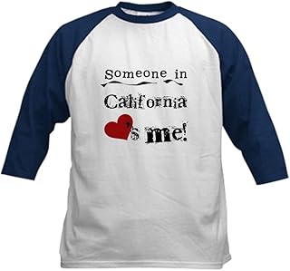 CafePress Someone in California Kids Baseball Jersey Kids Cotton Baseball Jersey, 3/4 Raglan Sleeve Shirt Navy/White