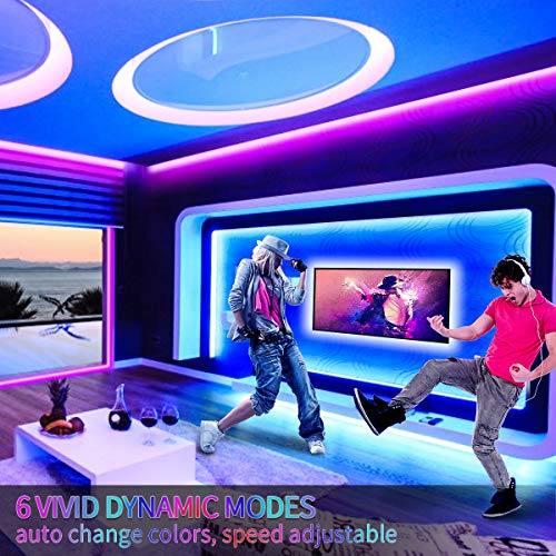 Kit completo de tiras LED dimmable blanco cálido 16.4ft y RGB 32.8ft miniatura 7