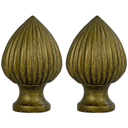 Image of Royal Designs, Inc. Ribbed Pear Finial for Lamp Shade, Antique Brass - Pack of 2